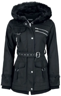 "Multi Pocket Jacket" Winter Jacket Black By Gothicana By EMP