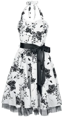 "Floral Long Dress" Medium-length Dress White-black By H&R London