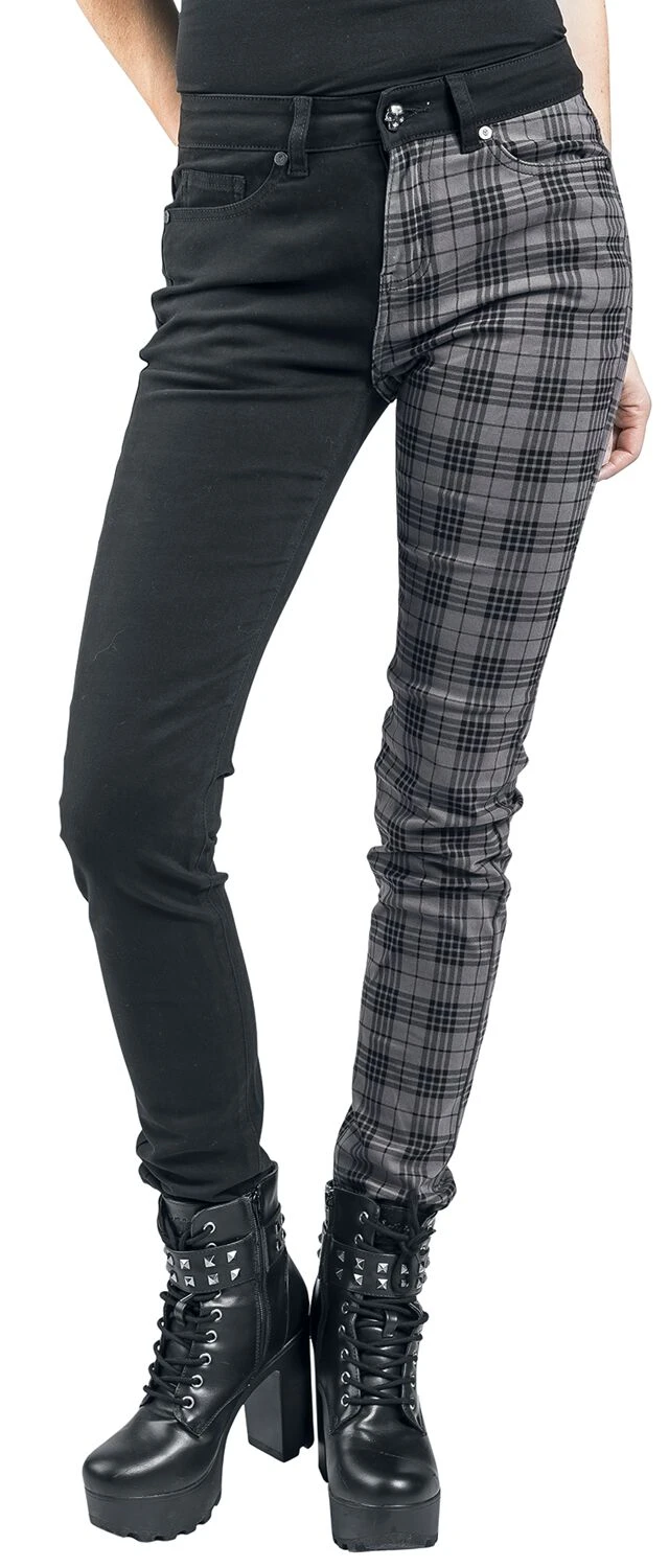 "Skarlett" Cloth Trousers Black-grey By Rock Rebel By EMP - Image 5