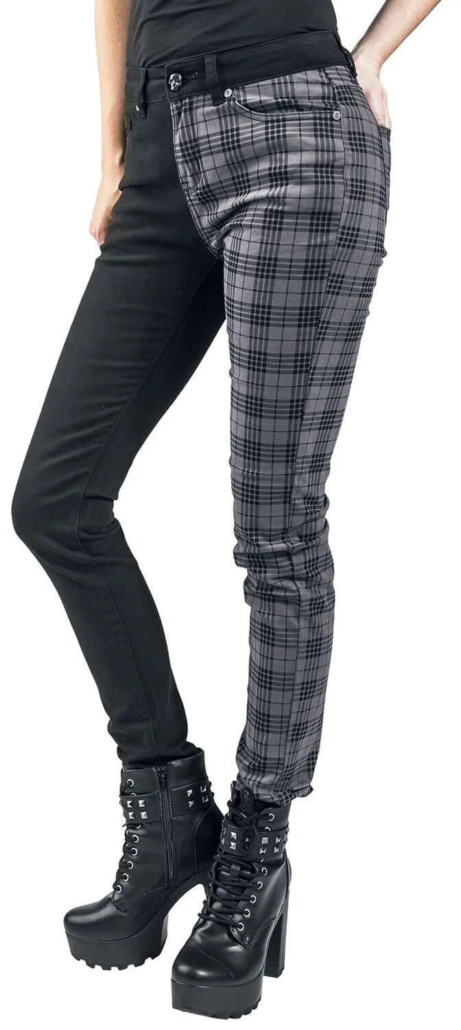 "Skarlett" Cloth Trousers Black-grey By Rock Rebel By EMP - Image 6