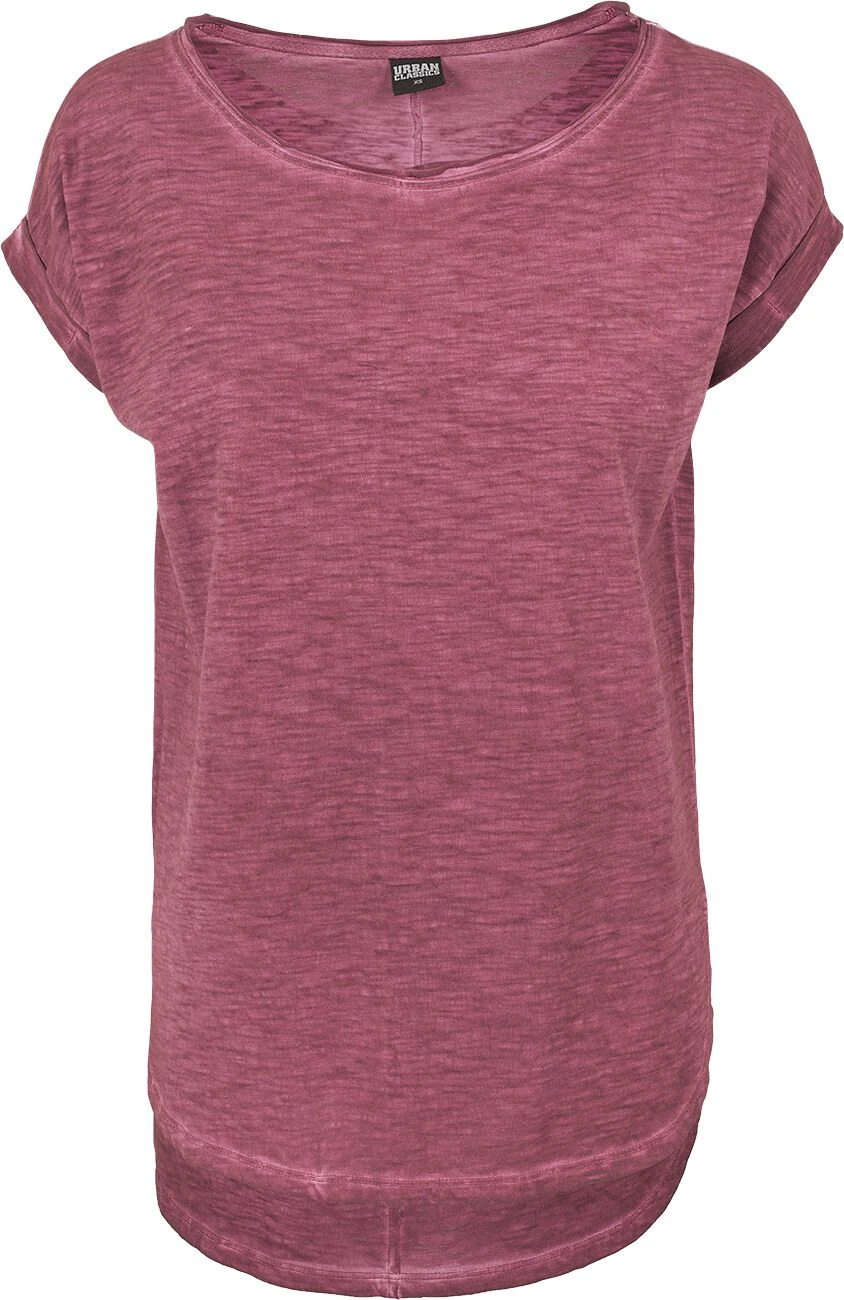 "Ladies Long Back Shaped Spray Dye Tee" T-Shirt Burgundy By Urban Classics