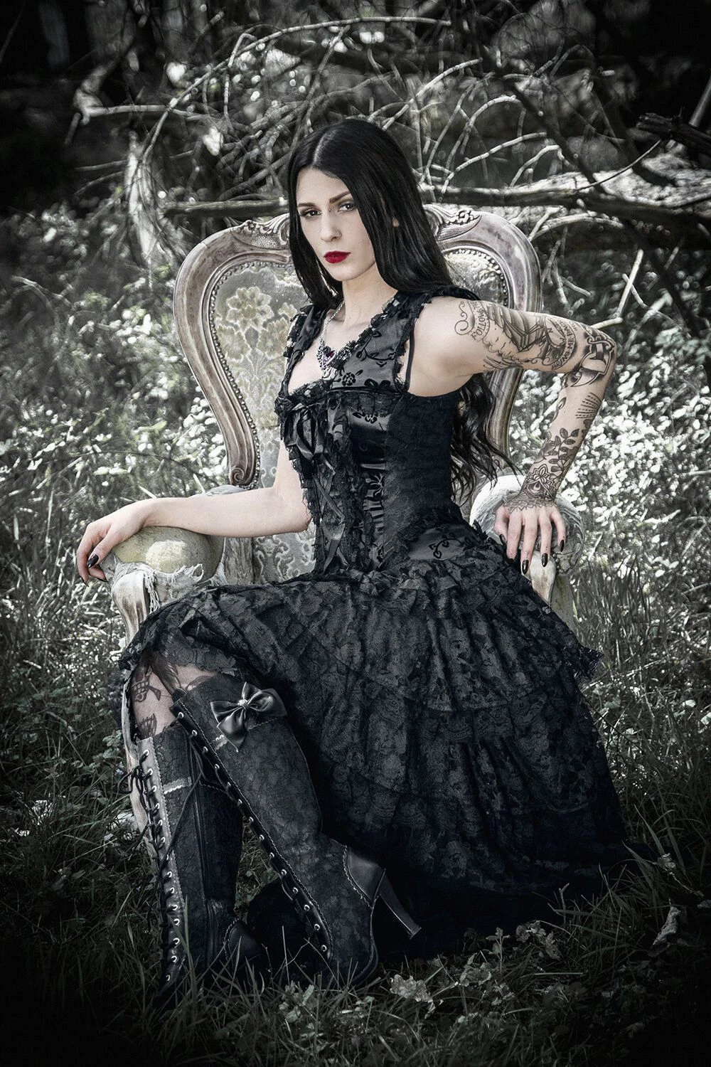 "Ophelie Dress" Long Dress Black By Burleska - Image 9
