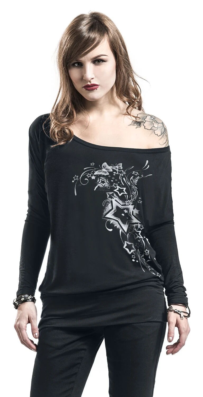 "Fast And Loose" Long-sleeve Shirt Black By Full Volume By EMP - Image 5