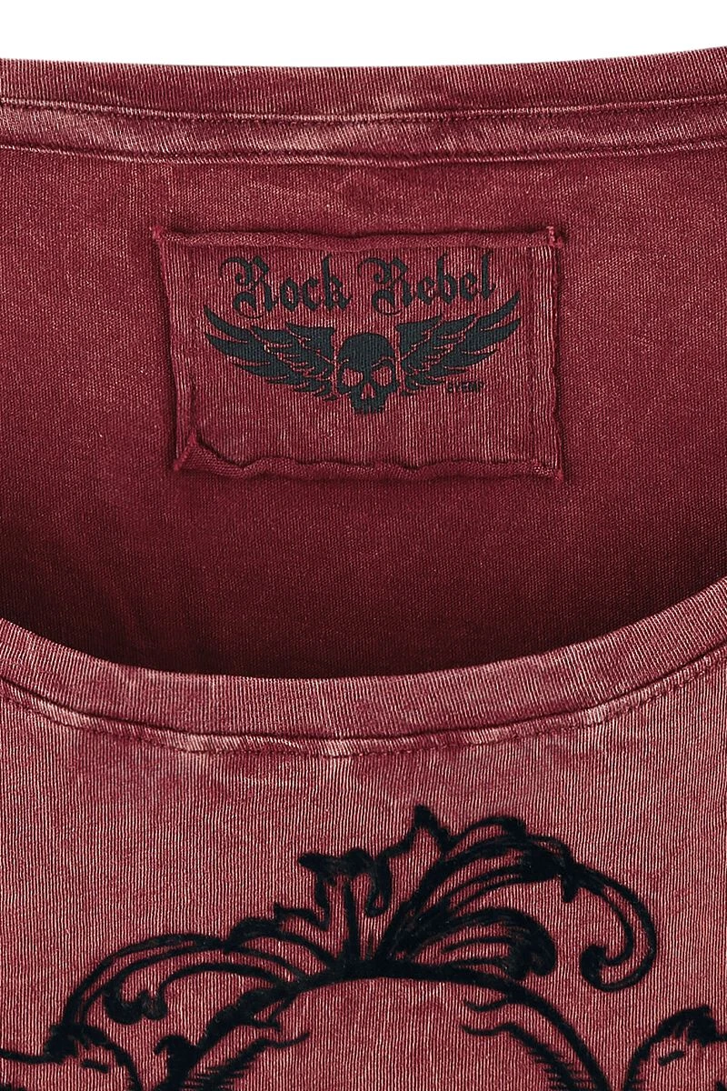 "All In The Mind" T-Shirt Burgundy By Rock Rebel By EMP - Image 6