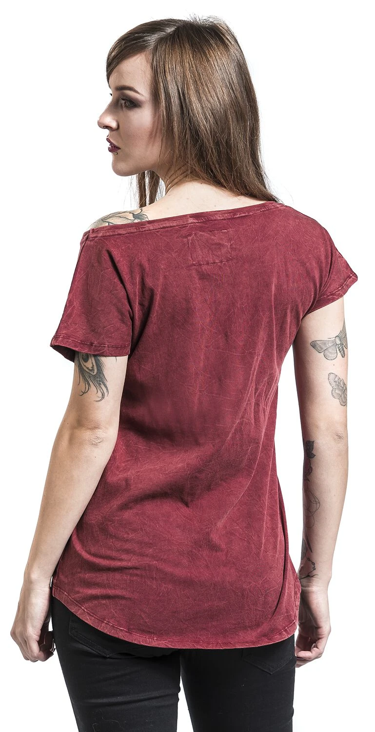 "All In The Mind" T-Shirt Burgundy By Rock Rebel By EMP - Image 5