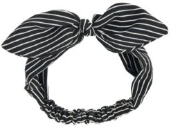 "Striped Bow" Hairband Black-white By Banned Alternative