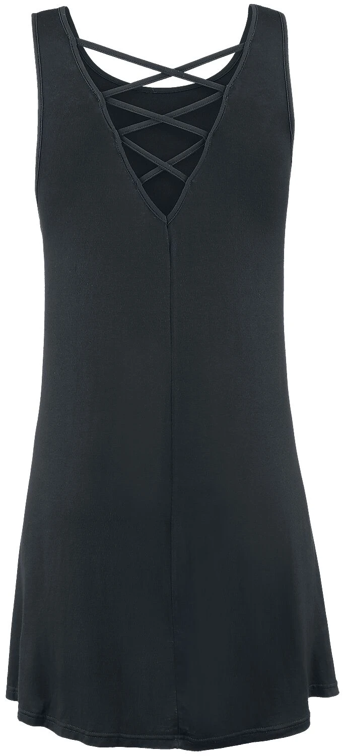 "Lace Back Top" Short Dress Black By Black Premium By EMP - Image 2