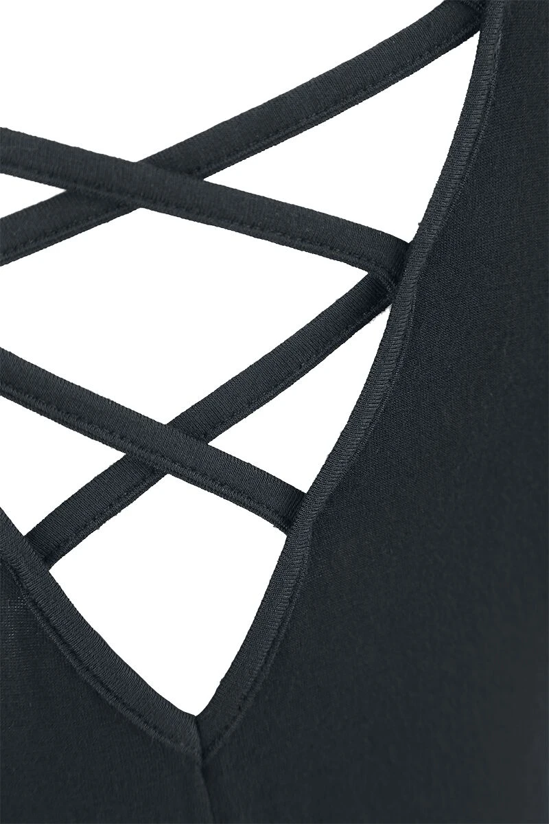 "Lace Back Top" Short Dress Black By Black Premium By EMP - Image 3