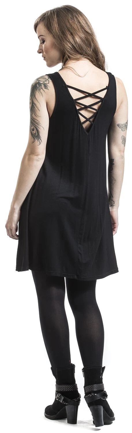 "Lace Back Top" Short Dress Black By Black Premium By EMP - Image 5