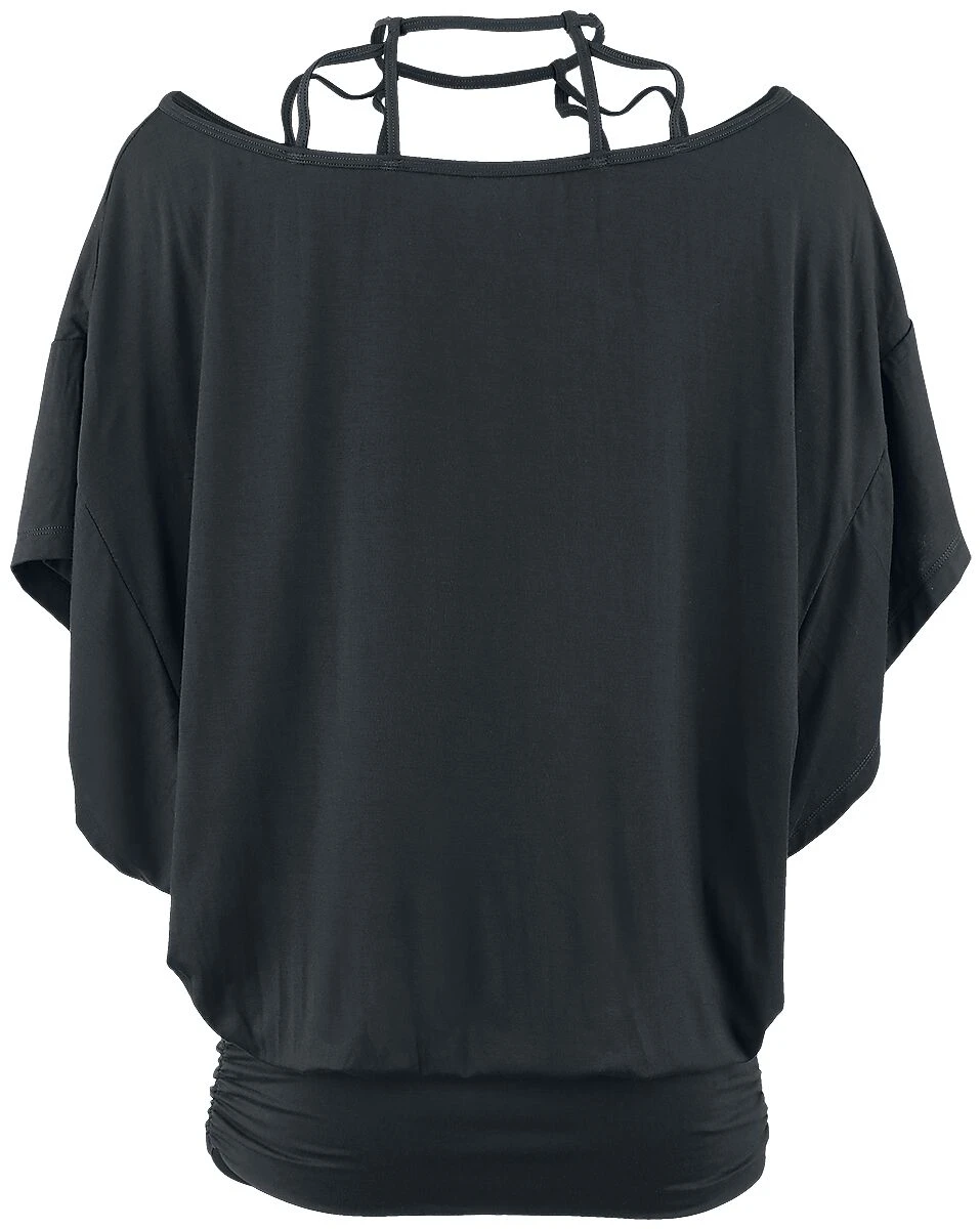 "Long Bat-Wing Top" T-Shirt Black By Black Premium By EMP - Image 2