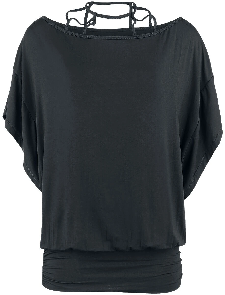 "Long Bat-Wing Top" T-Shirt Black By Black Premium By EMP - Image 3