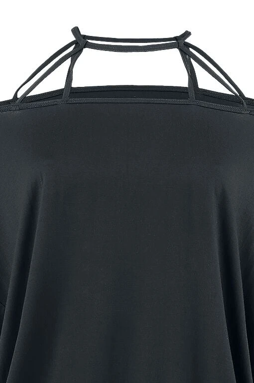 "Long Bat-Wing Top" T-Shirt Black By Black Premium By EMP - Image 4