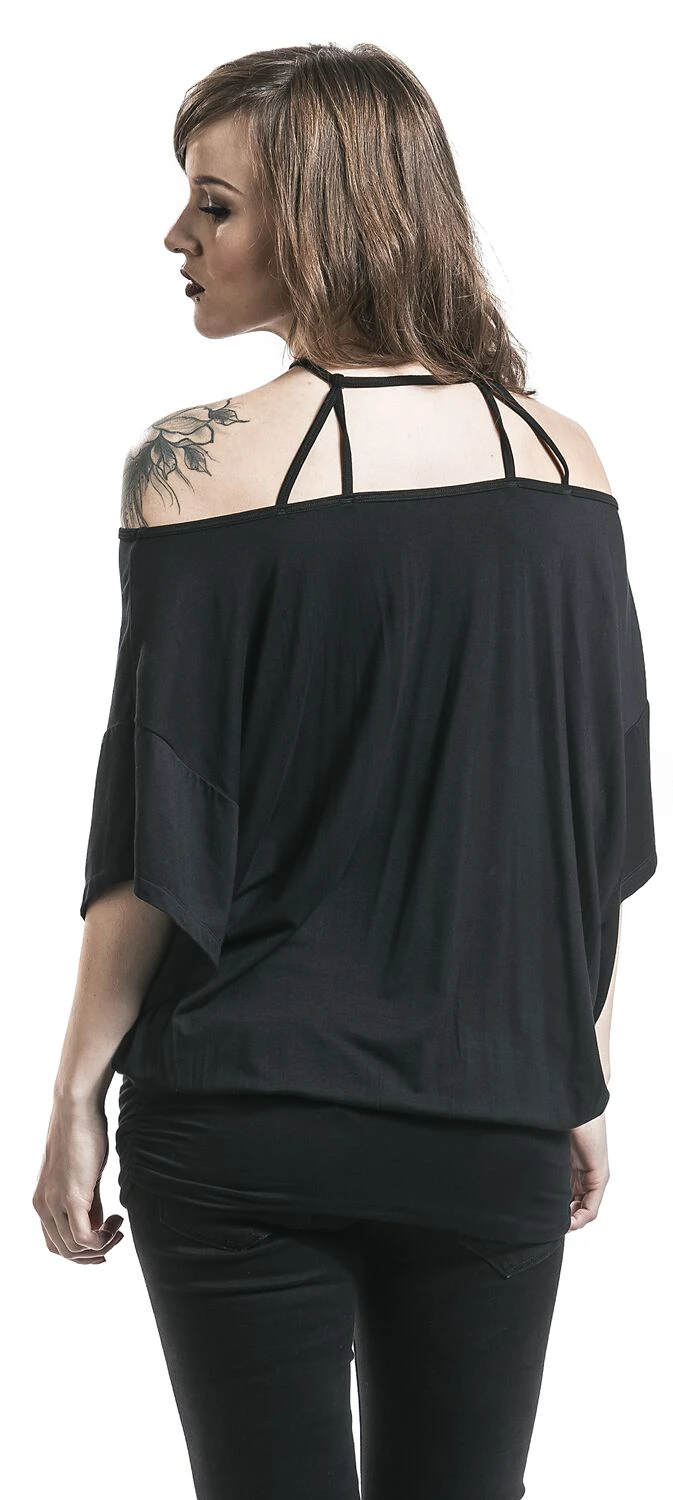 "Long Bat-Wing Top" T-Shirt Black By Black Premium By EMP - Image 6