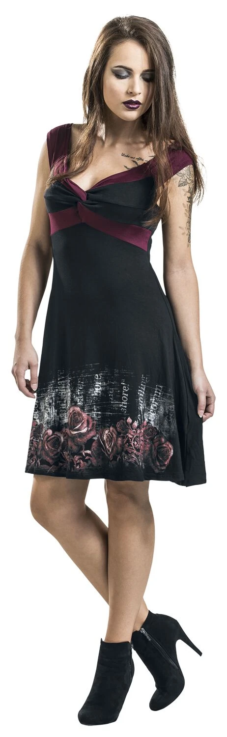 "Nevermore" Short Dress Black-bordeaux By Alchemy England - Image 5