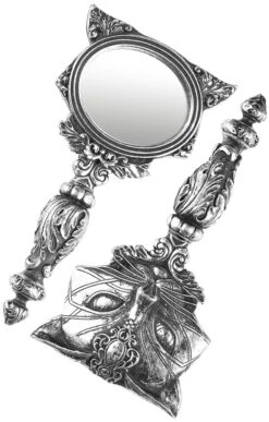 "Sacred Cat" Hand Mirror Silver-coloured By Alchemy England