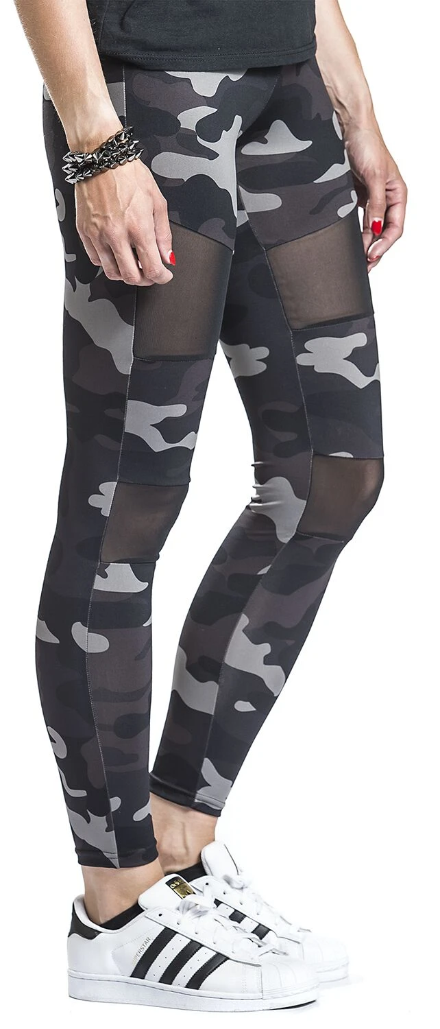 "Ladies Camo Tech Mesh Leggings" Leggings Dark Camo/black By Urban Classics - Image 6