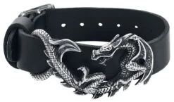 "Maelstrom Leather Wristrap" Leather Bracelet Black-silver By Alchemy Gothic