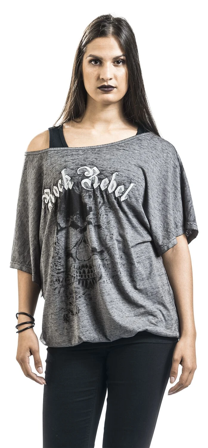 "When The Heart Rules The Mind" T-Shirt Grey By Rock Rebel By EMP - Image 7