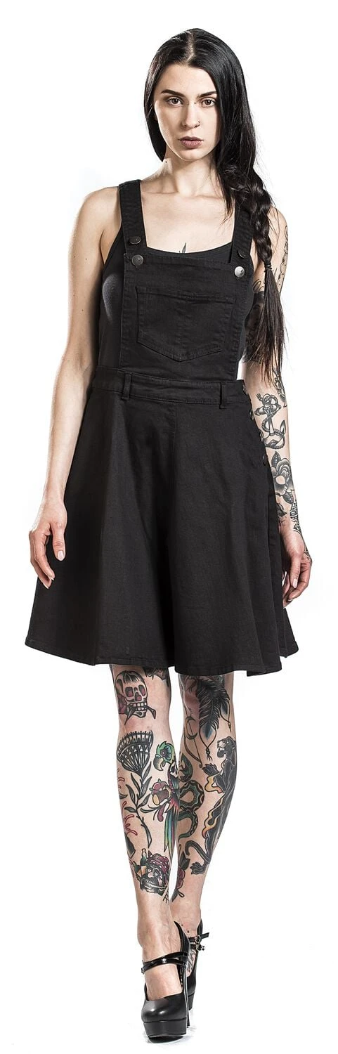 "Dakota Pinafore Dress" Medium-length Dress Black By Hell Bunny - Image 5