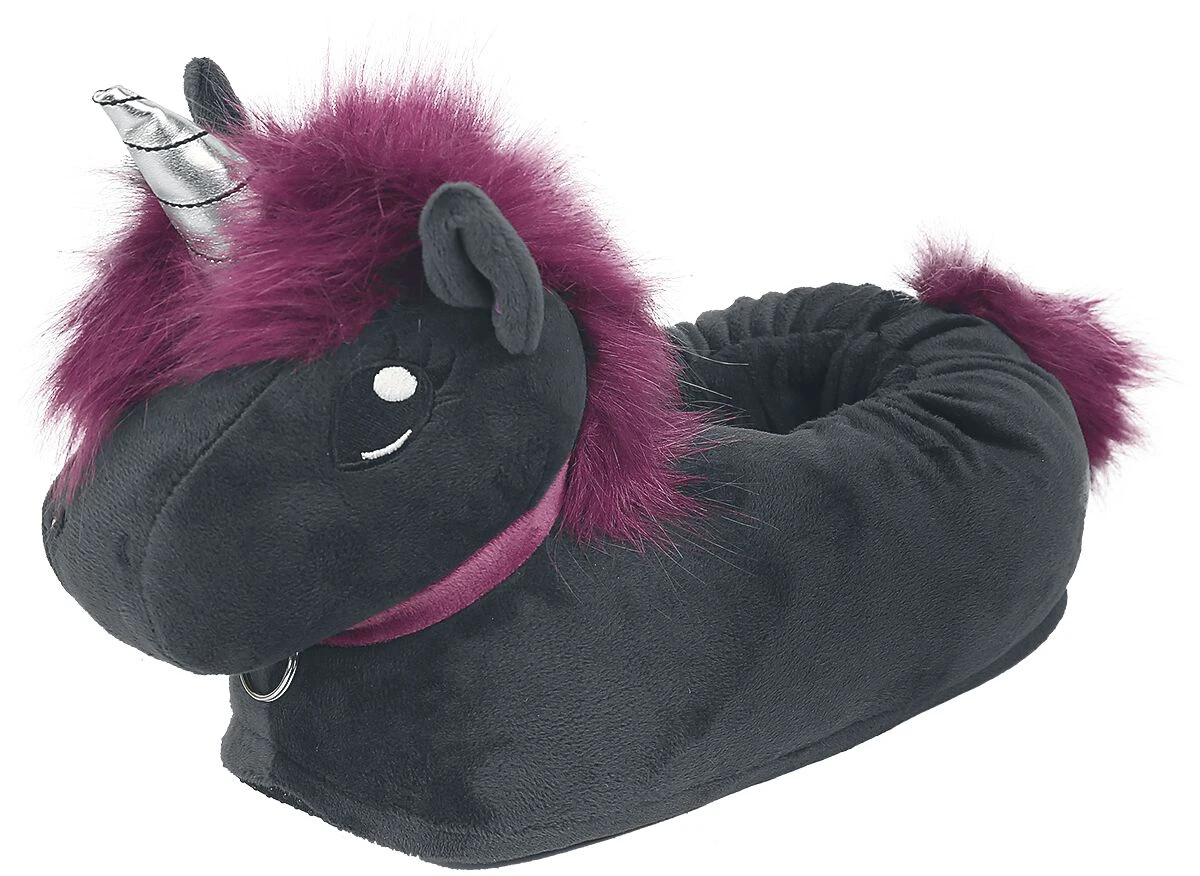 "Ruby Punk Unicorn Adults' Slippers" Slipper Black By Corimori - Image 2