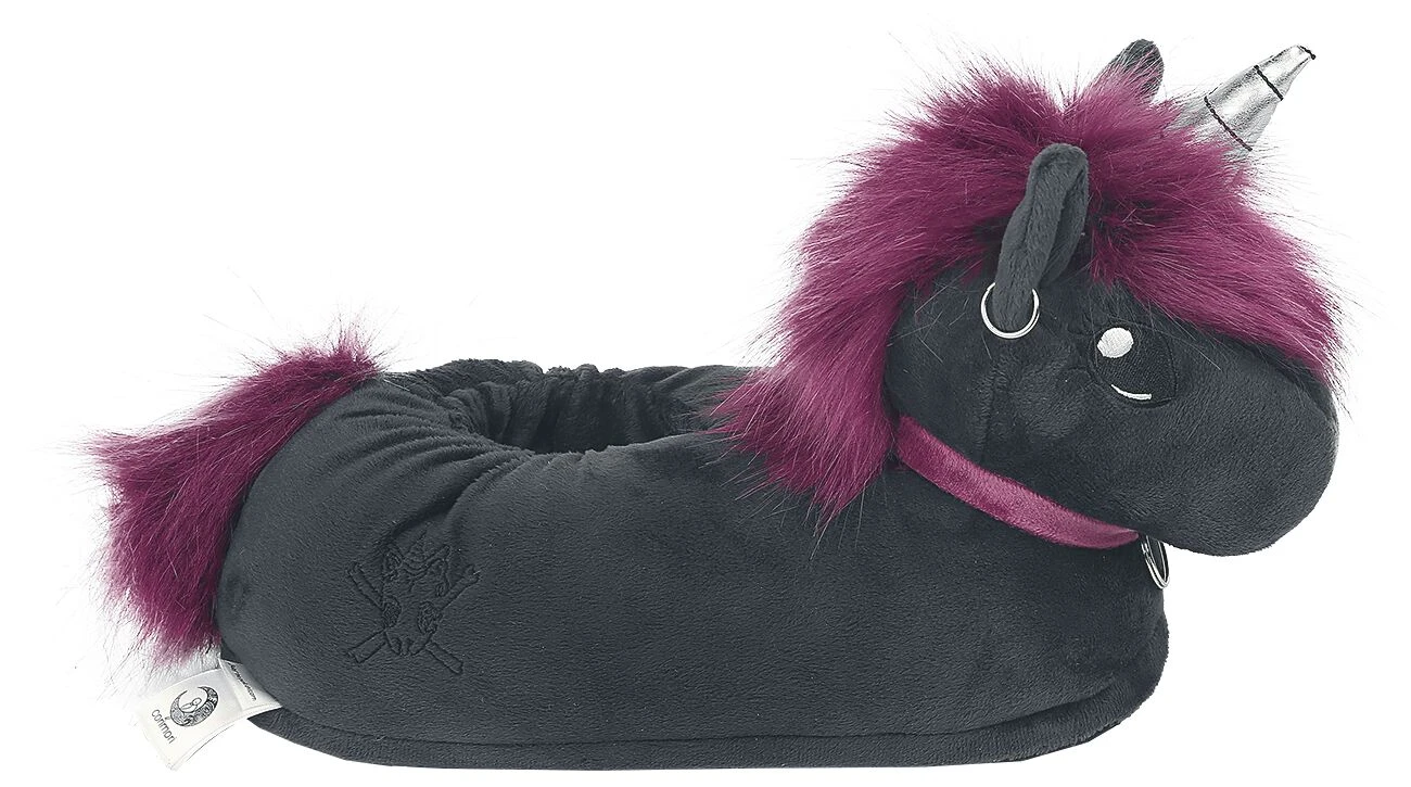 "Ruby Punk Unicorn Adults' Slippers" Slipper Black By Corimori - Image 4
