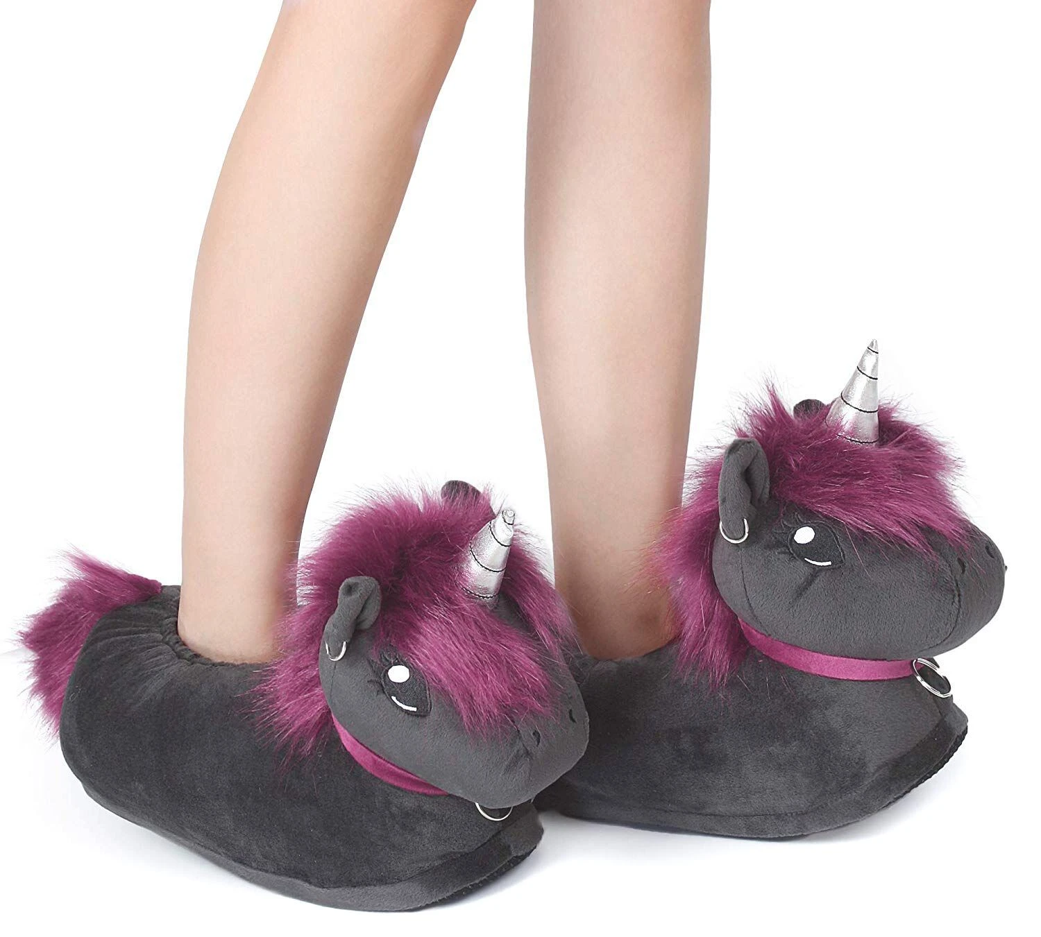 "Ruby Punk Unicorn Adults' Slippers" Slipper Black By Corimori - Image 8
