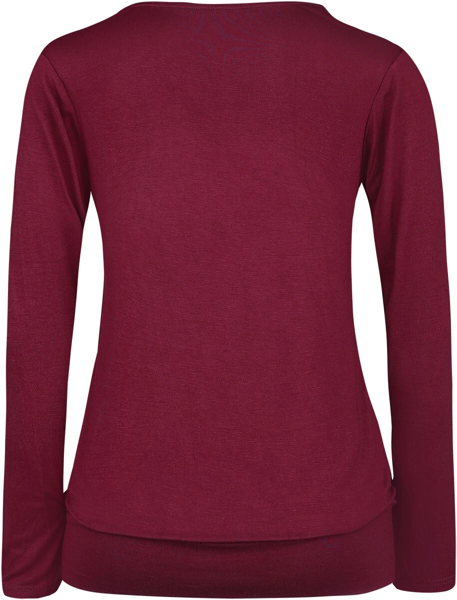 "Frail Shirt" Long-sleeve Shirt Burgundy By Black Premium By EMP - Image 2
