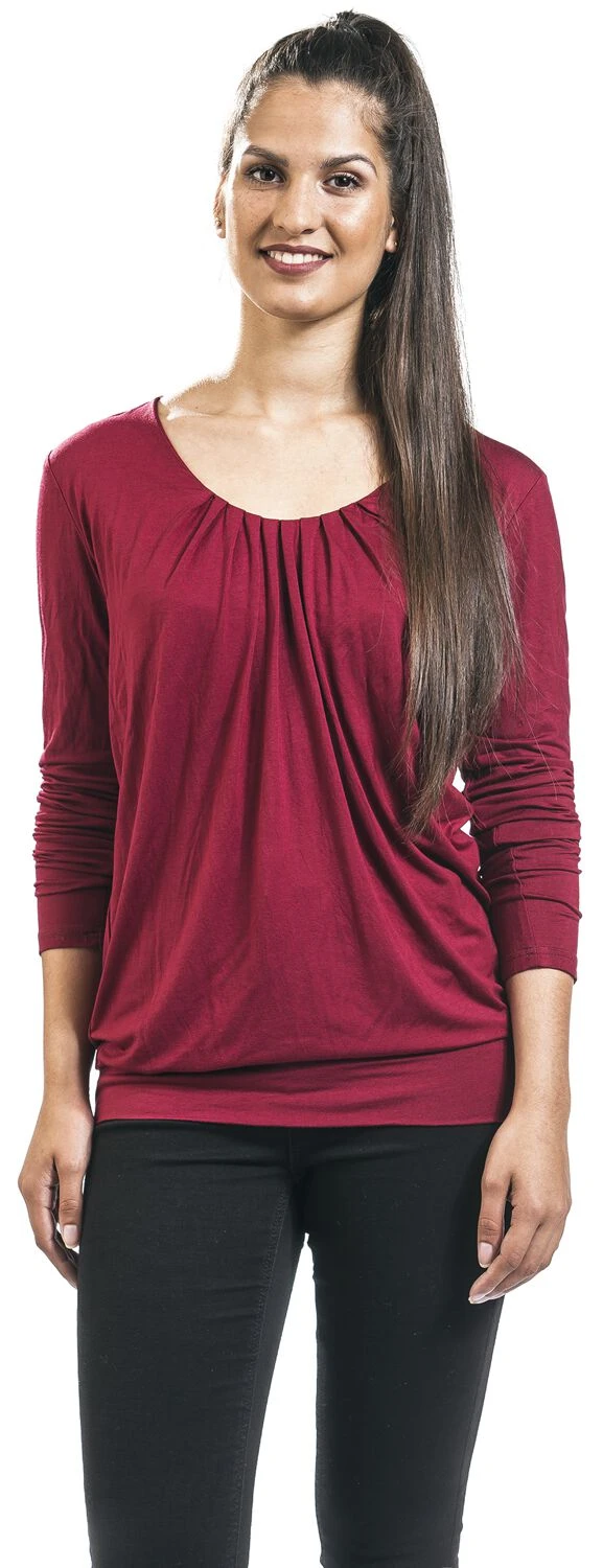 "Frail Shirt" Long-sleeve Shirt Burgundy By Black Premium By EMP - Image 4