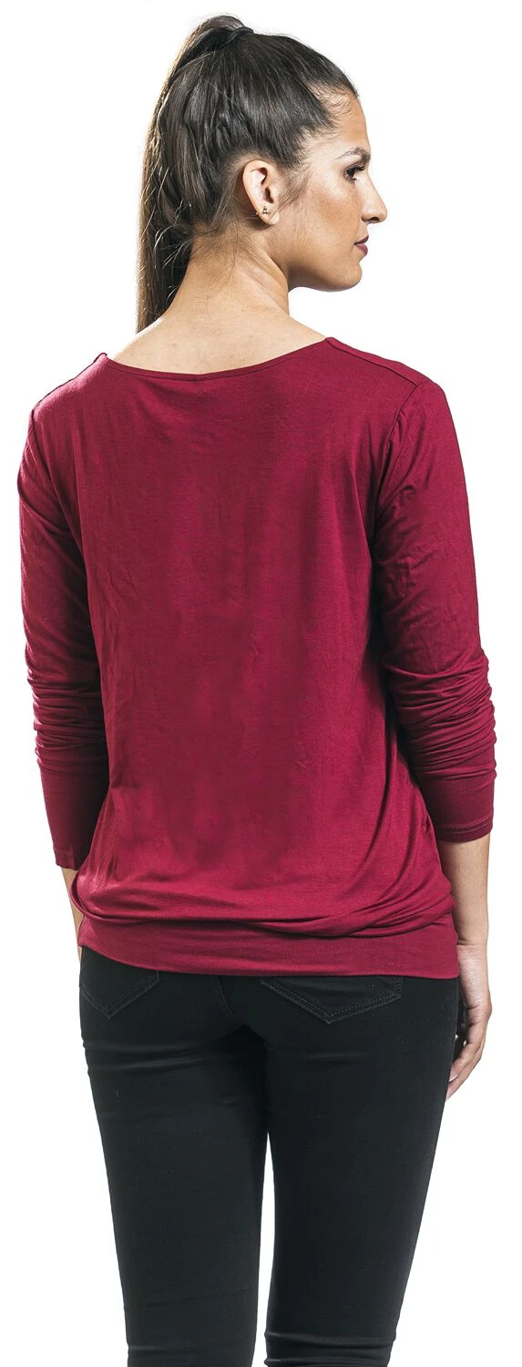 "Frail Shirt" Long-sleeve Shirt Burgundy By Black Premium By EMP - Image 5