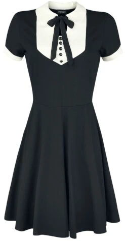 "In A Mood Tie Neck Dress" Short Dress Black-white By Jawbreaker