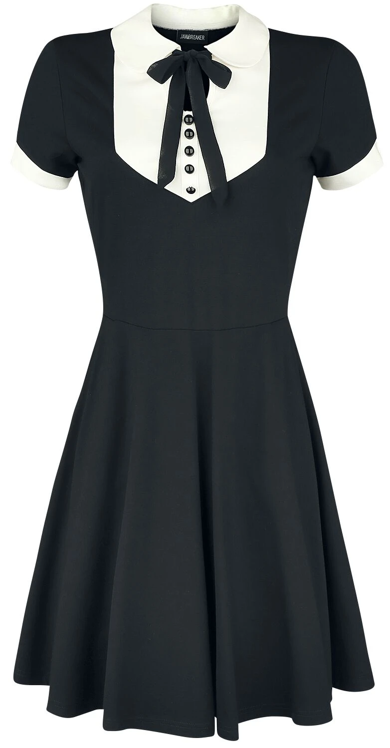 "In A Mood Tie Neck Dress" Short Dress Black-white By Jawbreaker