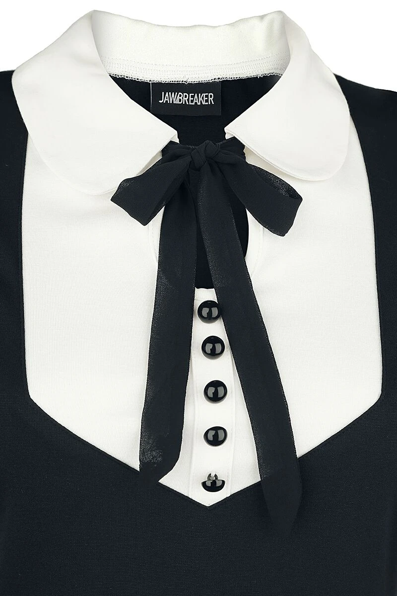 "In A Mood Tie Neck Dress" Short Dress Black-white By Jawbreaker - Image 3