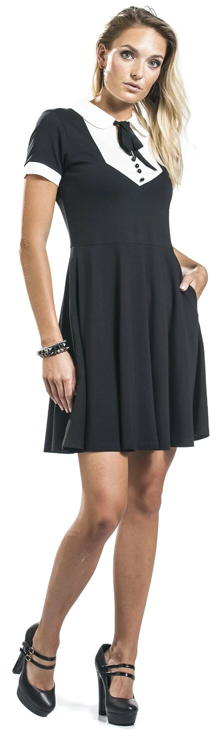 "In A Mood Tie Neck Dress" Short Dress Black-white By Jawbreaker - Image 4