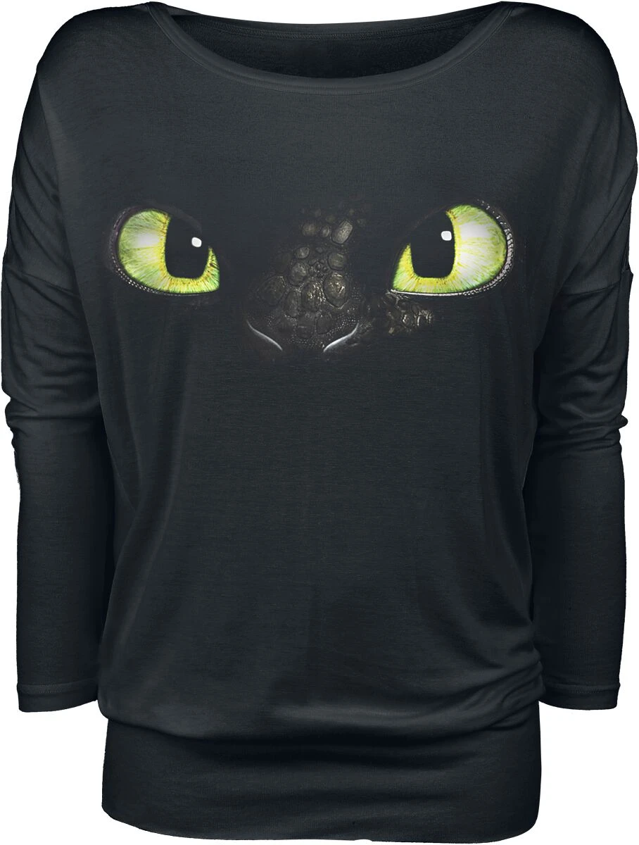"Toothless" Long-sleeve Shirt Black By How To Train Your Dragon - Image 2