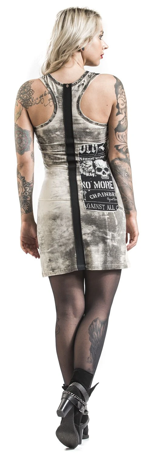 "Stay A Little Longer" Short Dress Beige By Rock Rebel By EMP - Image 6