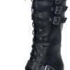 "Black Lace-Up Boots With Heel And Buckles" Laced Boots Black By Gothicana By EMP