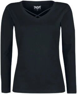 "Long Sleeve Shirt With Decorative Straps" Long-sleeve Shirt Black By Black Premium By EMP