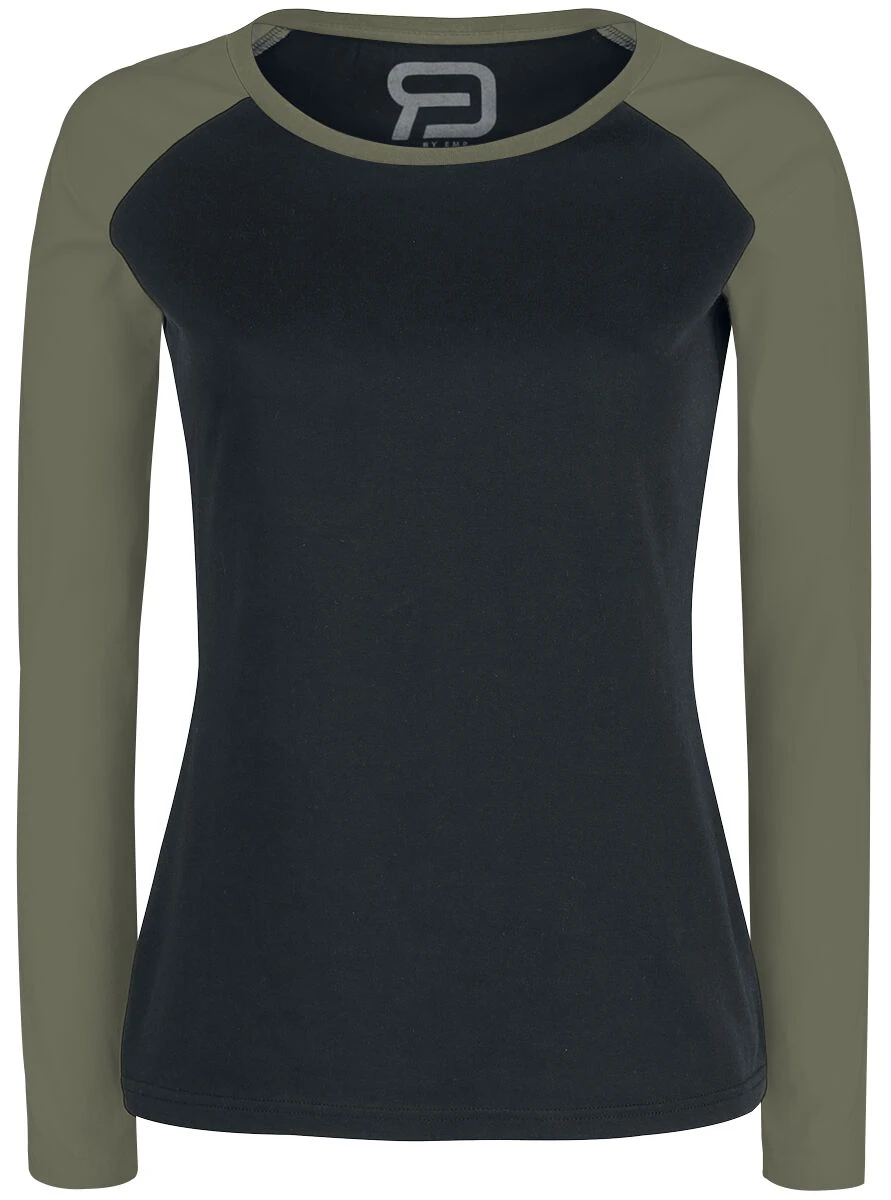 "Long Raglan Road" Long-sleeve Shirt Black-olive By RED By EMP