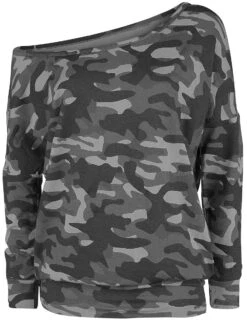 "Dark Camo Long-Sleeve With Boat Neckline" Long-sleeve Shirt Camouflage By Black Premium By EMP