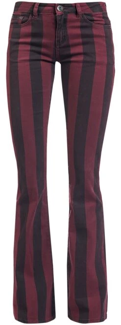 "Grace - Black/Red Striped Trousers" Cloth Trousers Black-red By Gothicana By EMP