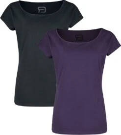 "Double Pack Of Crew-Neck T-Shirts" T-Shirt Black-lilac By RED By EMP