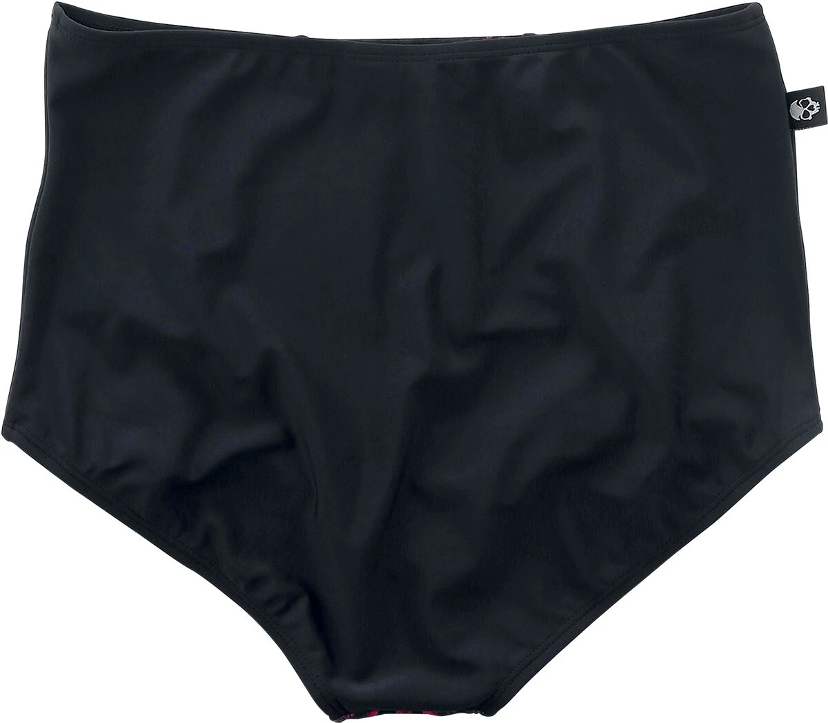 "Black High-Waist Bikini Bottoms With Skull & Roses Motif" Bikini Bottom Black By Black Premium By EMP - Image 2