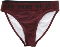 "Dark Red Bikini Bottoms With Lettering" Bikini Bottom Dark Red By RED By EMP