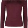 "Red Long-Sleeve Top With Lace" Long-sleeve Shirt Burgundy By Black Premium By EMP
