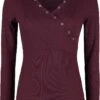 "Burgundy Long-Sleeve Shirt With Eyelets And V-Neckline" Long-sleeve Shirt Burgundy By Black Premium By EMP
