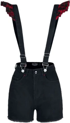 "Red/Black Shorts With Suspenders" Shorts Red-black By Rock Rebel By EMP