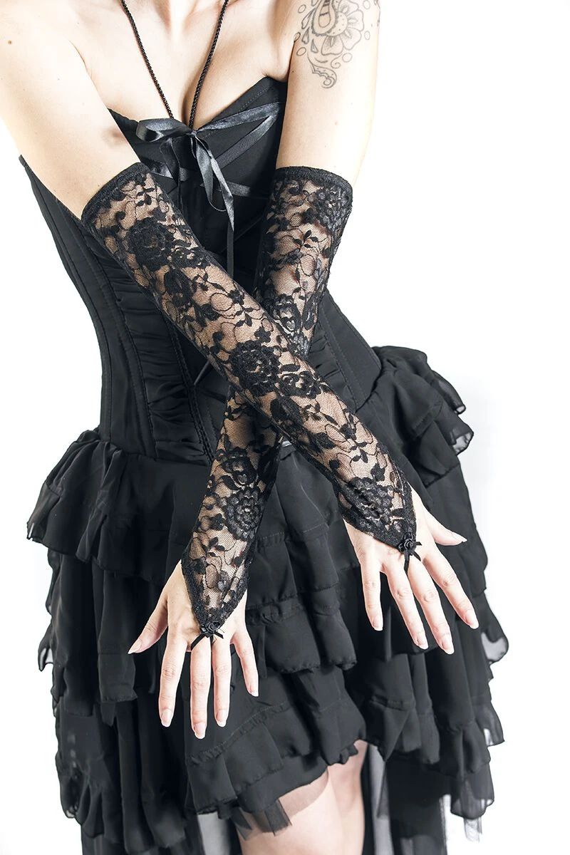 "Gothic Arm Warmers" Arm Warmers Black By Sinister Gothic