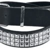 "Black Three-Row Studded Belt" Belt Black By Black Premium By EMP