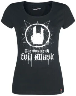 "Black T-shirt With Rockhand Print And Lettering" T-Shirt Black By EMP Stage Collection