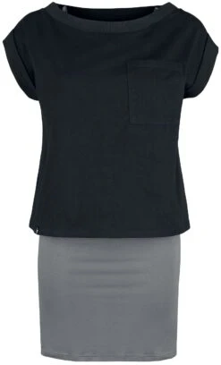 "2 In 1 Top Tee Dress" Short Dress Black-grey By Forplay
